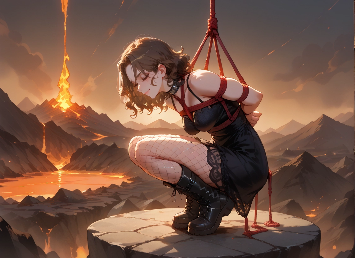 1girl, bound, bdsm, boots, fishnets, bondage · Yamete.gg