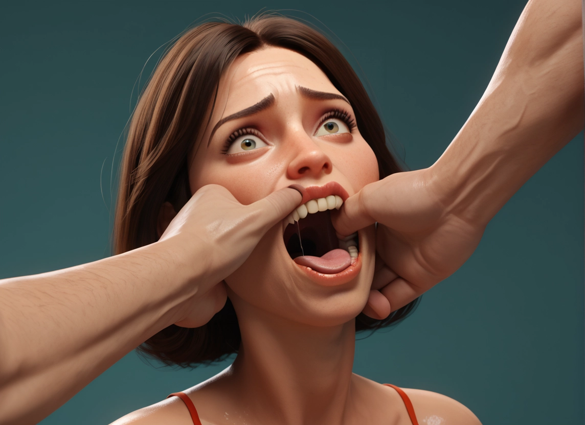1girl, brown hair, tongue, open mouth, tongue out, teeth · Yamete.gg