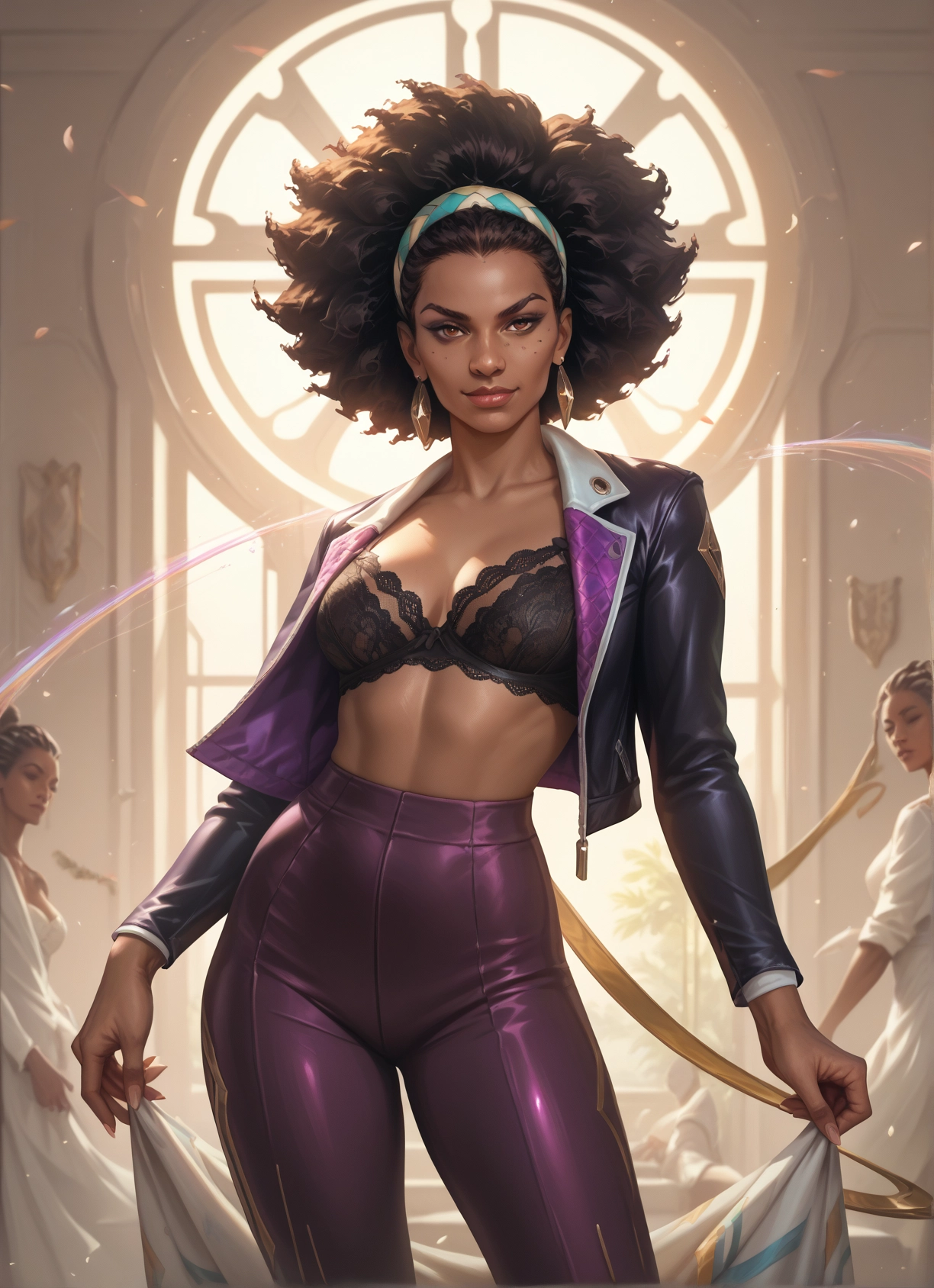 underwear, bra, breasts, jewelry, earrings, dark skin · Yamete.gg
