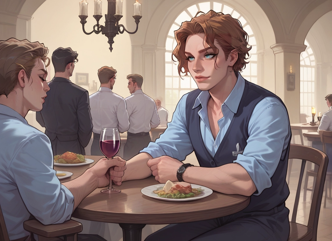 multiple boys, cup, drinking glass, food, candle, wine glass · Yamete.gg