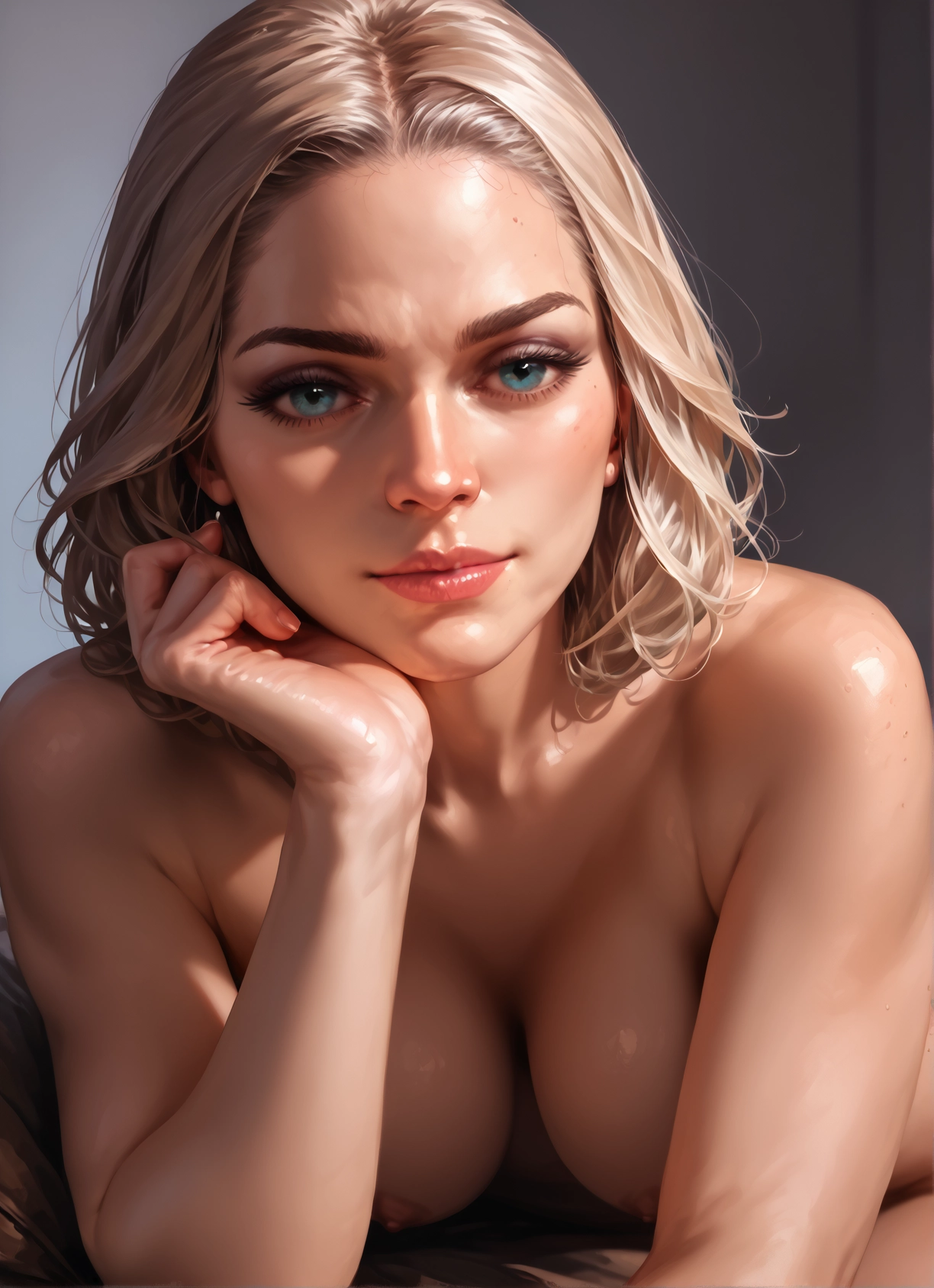 1girl, breasts, solo, nipples, looking at viewer, blonde hair · Yamete.gg