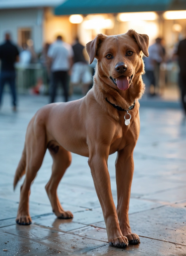 dog, no humans, tongue, blurry, collar, tongue out
