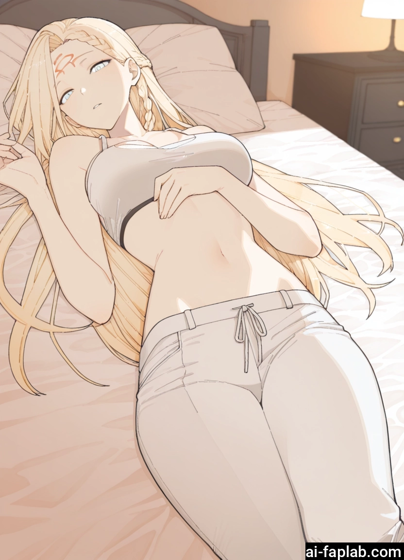 1girl, long hair, blonde hair, breasts, lying, on back