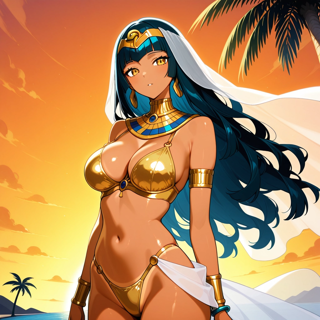 1girl, breasts, long hair, solo, jewelry, navel · Yamete.gg