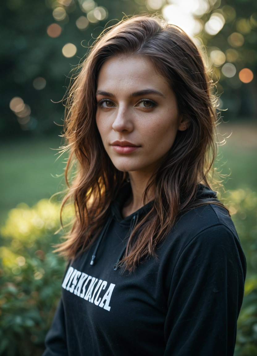 1girl, solo, realistic, blurry, blurry background, brown hair · Yamete.gg