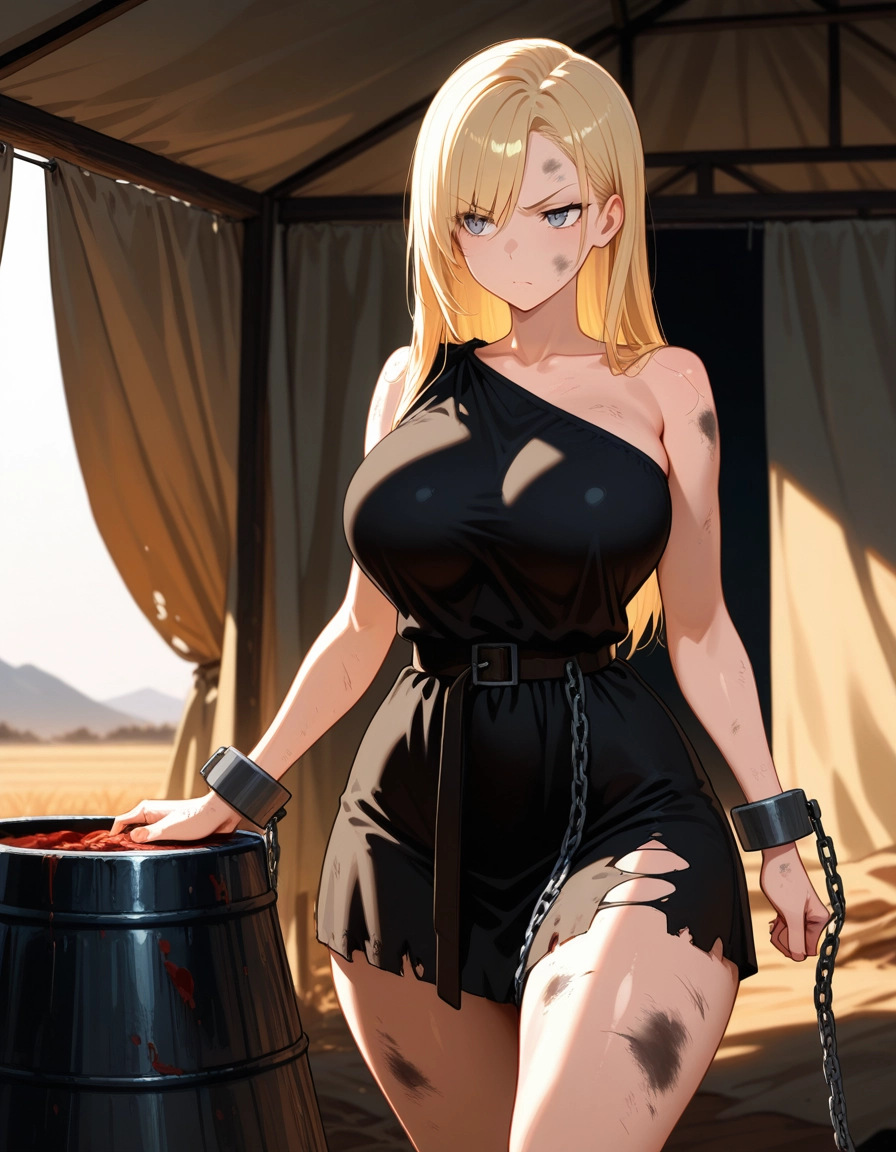 1girl, breasts, blonde hair, solo, torn clothes, long hair · Yamete.gg