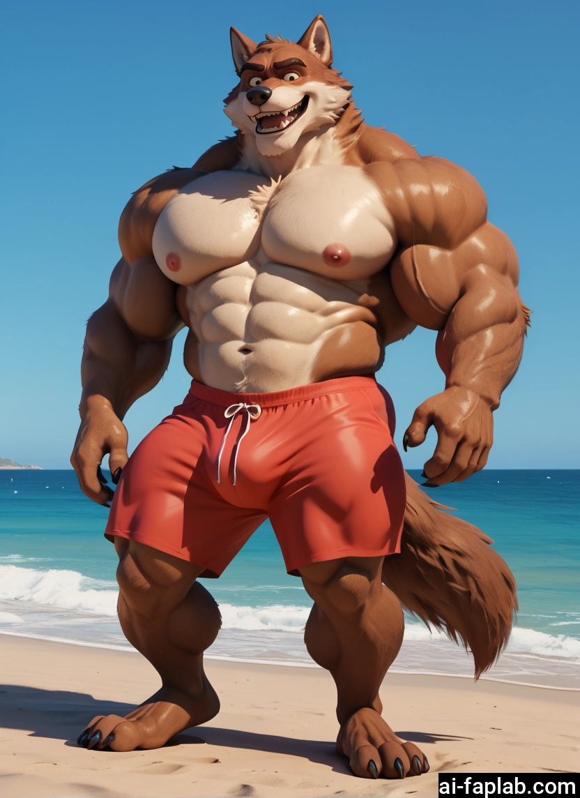 bara, furry, muscular, muscular male, 1boy, pectorals