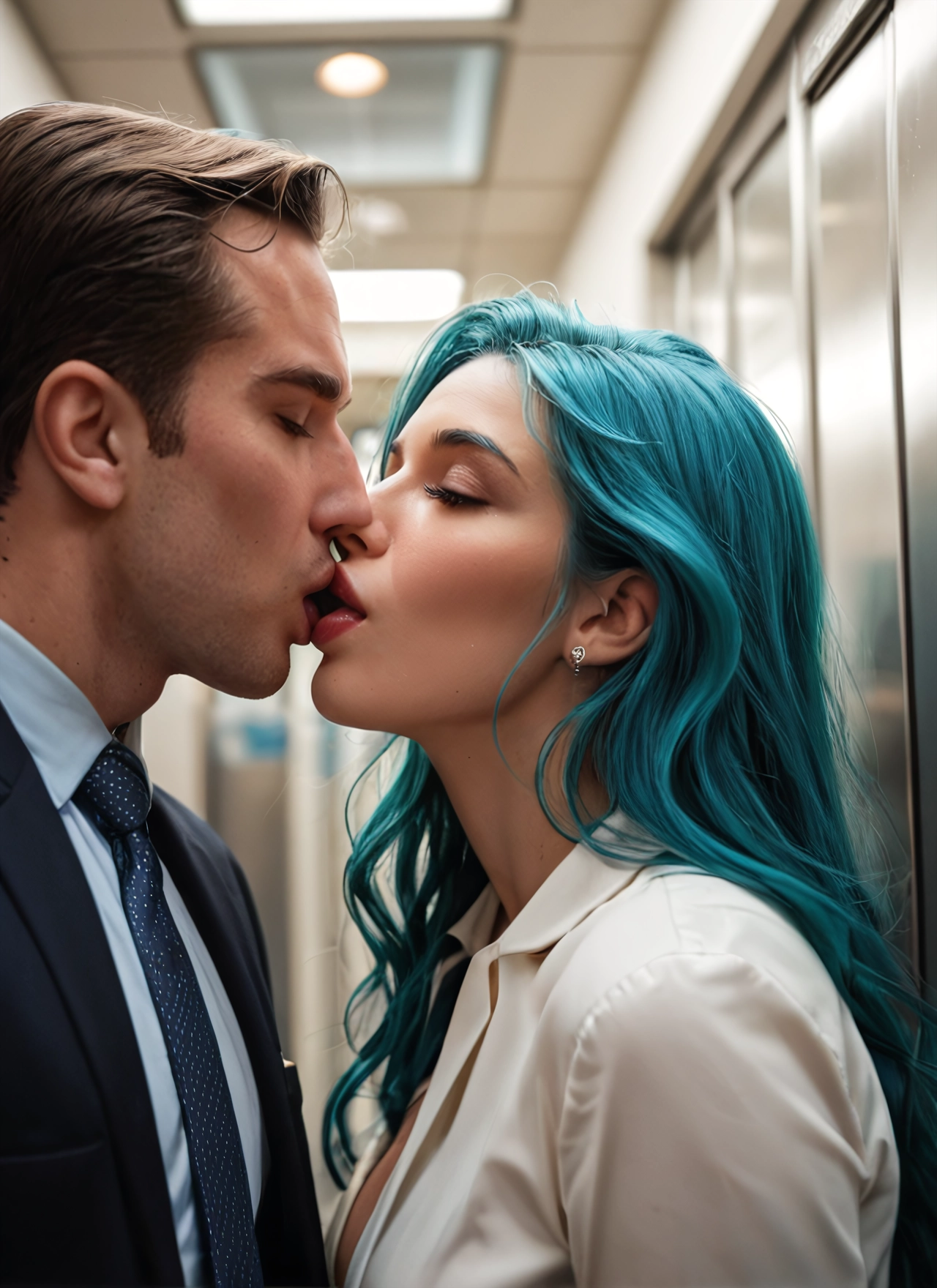 1girl, 1boy, hetero, kiss, jewelry, earrings · Yamete.gg