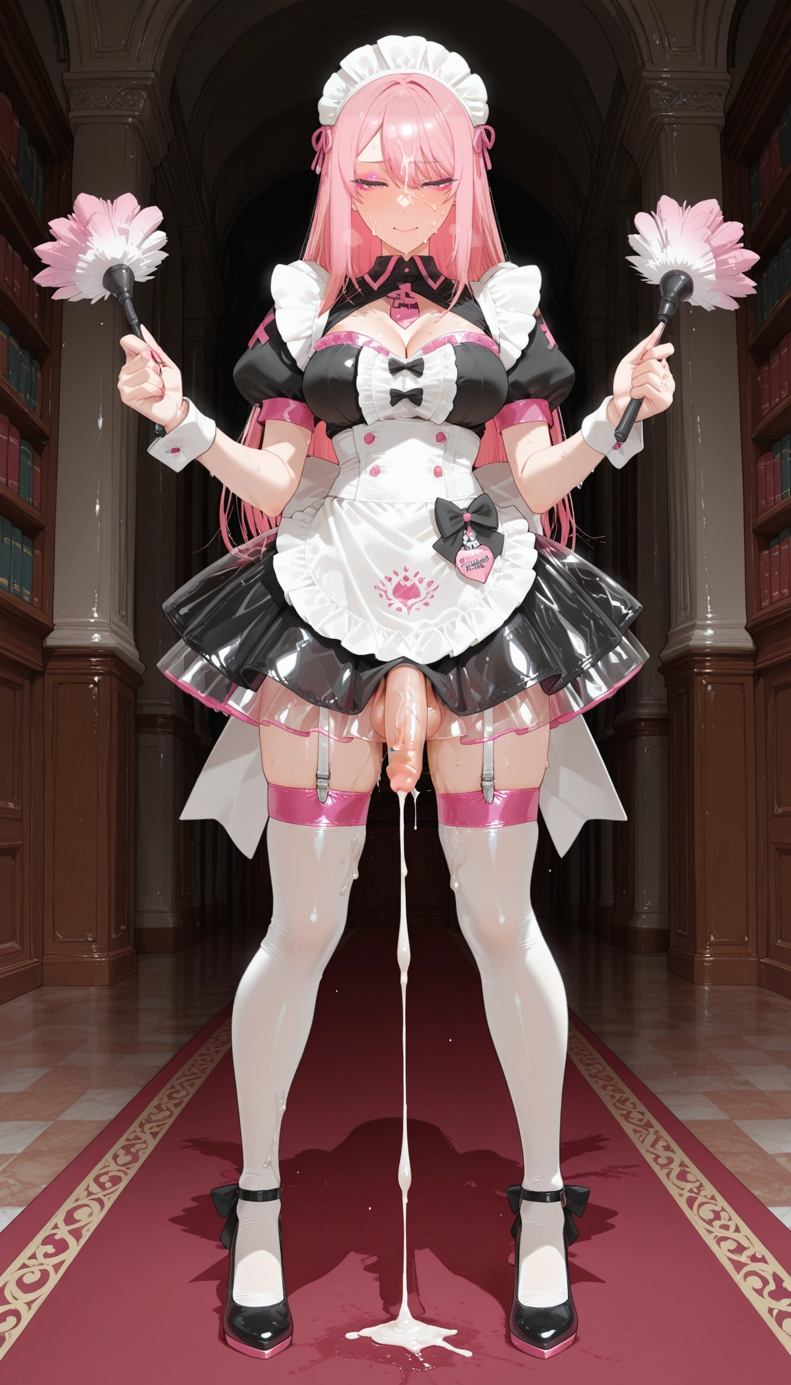 futanari, cum, 1girl, penis, solo, pink hair · Yamete.gg
