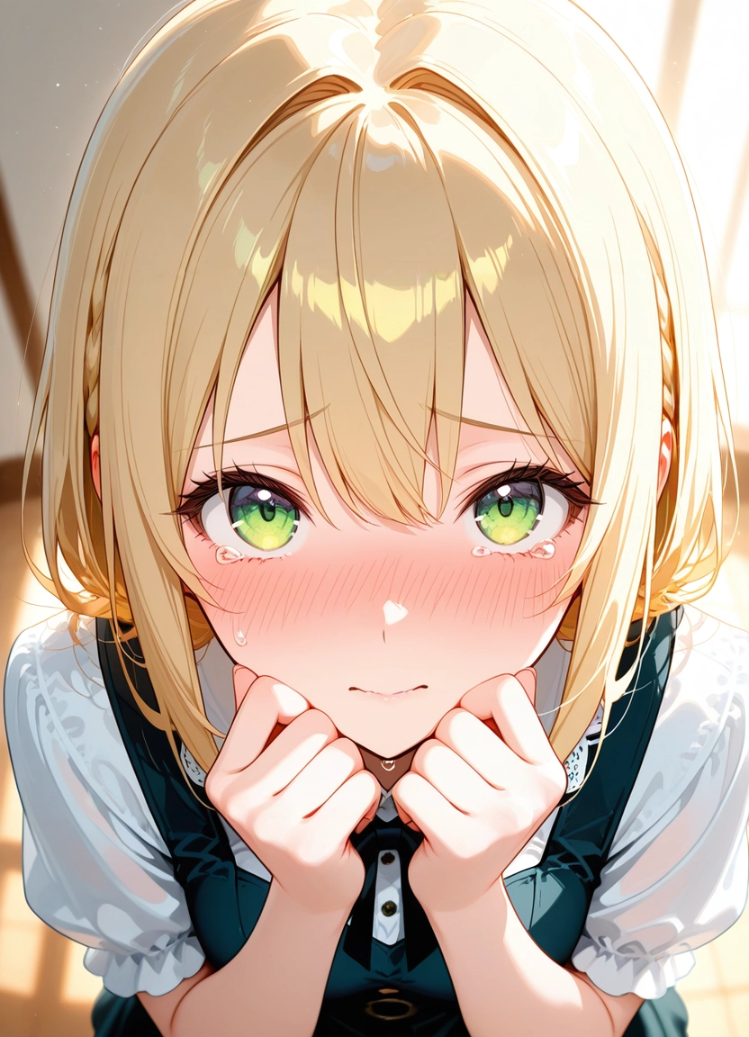 1girl, solo, green eyes, blush, blonde hair, looking at viewer · Yamete.gg