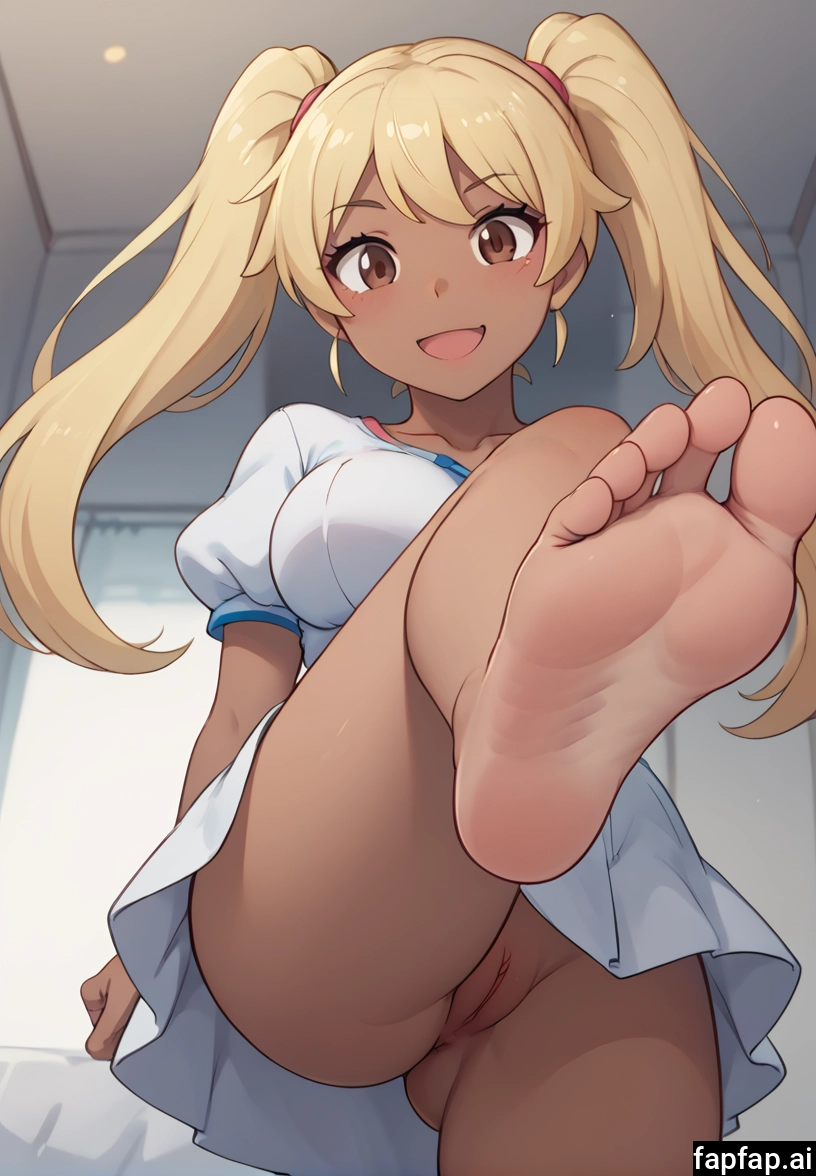 1girl, solo, feet, pussy, barefoot, twintails · Yamete.gg