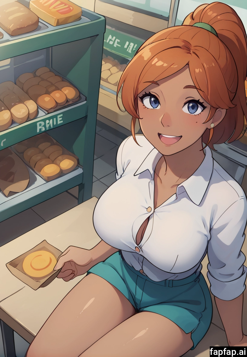 1girl, breasts, solo, shorts, blue eyes, shirt · Yamete.gg
