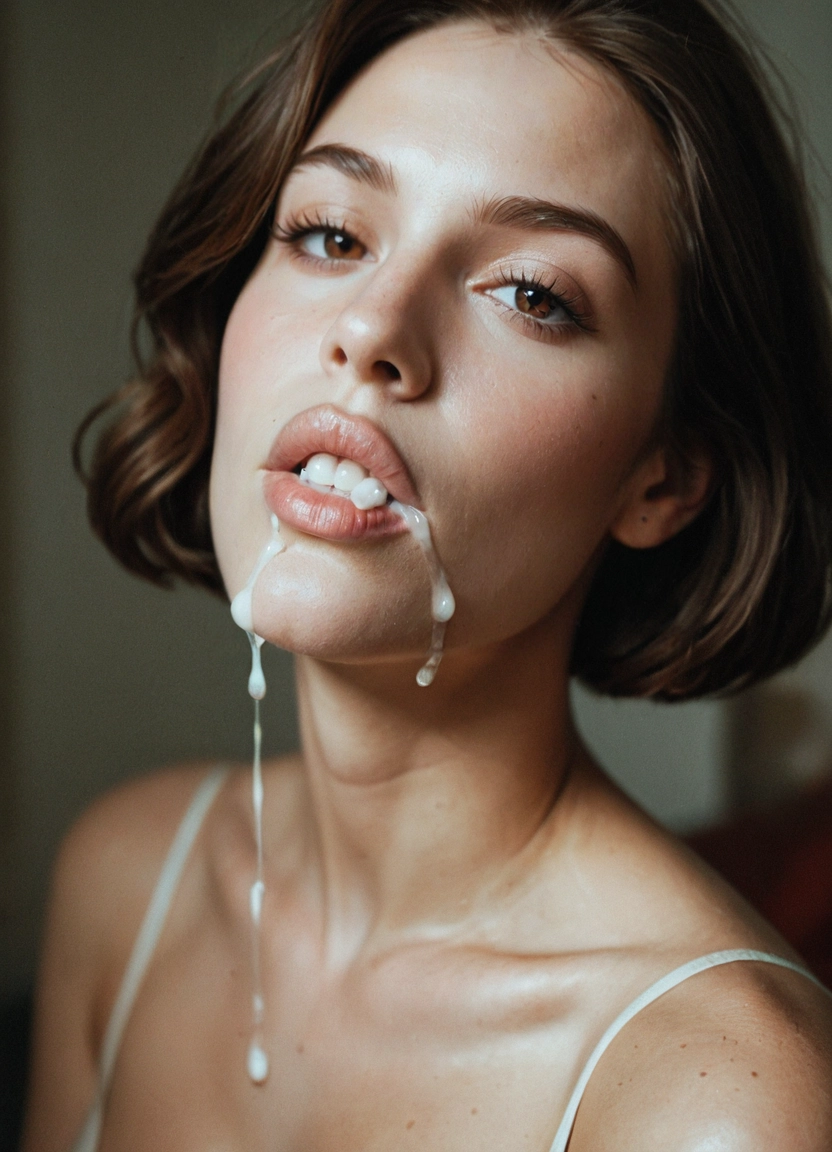 1girl, solo, teeth, brown hair, realistic, brown eyes