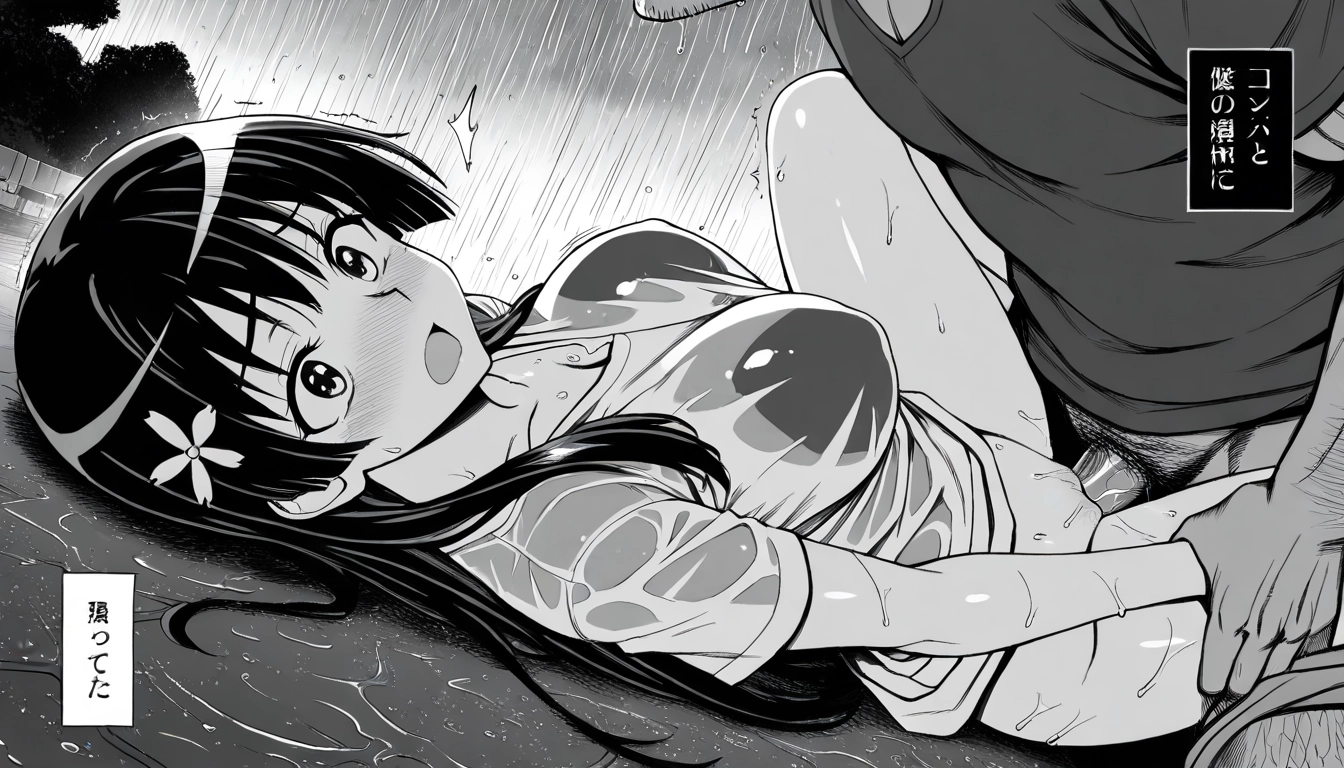 1girl, saten ruiko, monochrome, greyscale, hetero, wet · Yamete.gg