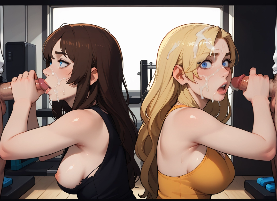 penis, breasts, multiple girls, cum, 2girls, blonde hair · Yamete.gg