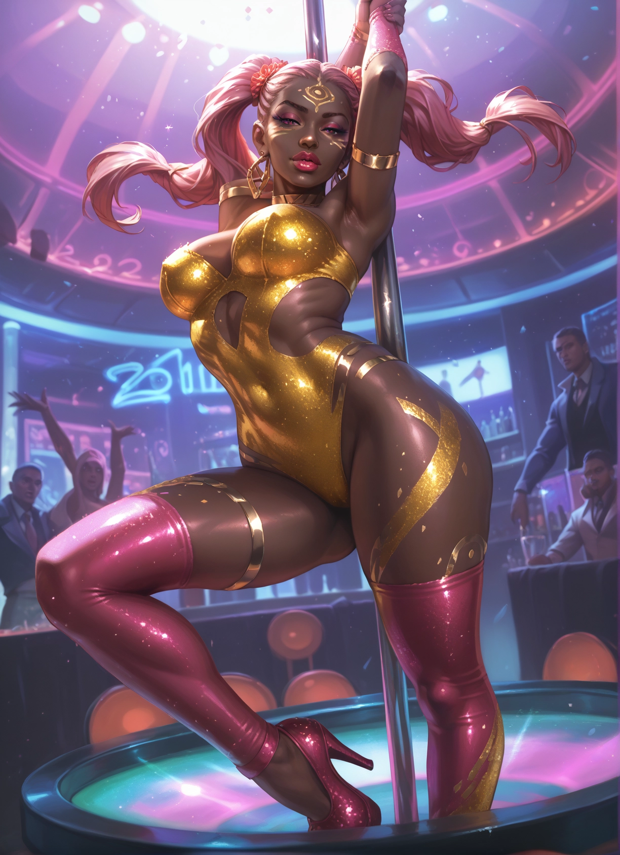 breasts, 1girl, jewelry, high heels, twintails, earrings · Yamete.gg