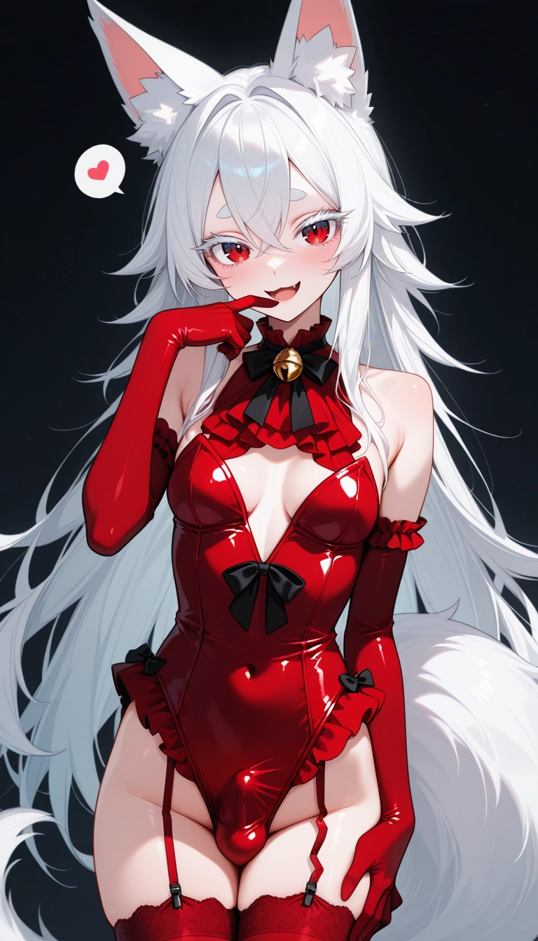 red thighhighs, gloves, solo, 1girl, spoken heart, thighhighs