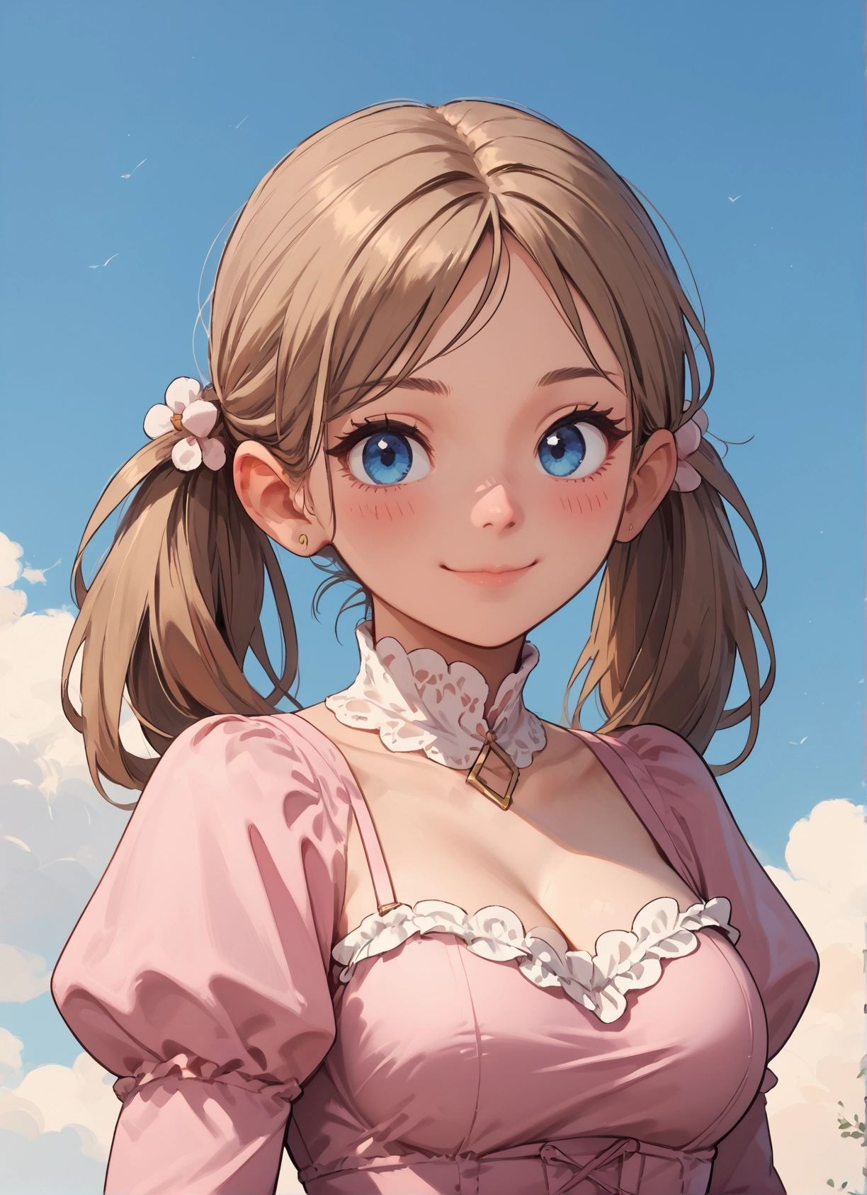 1girl, breasts, solo, blue eyes, twintails, smile · Yamete.gg