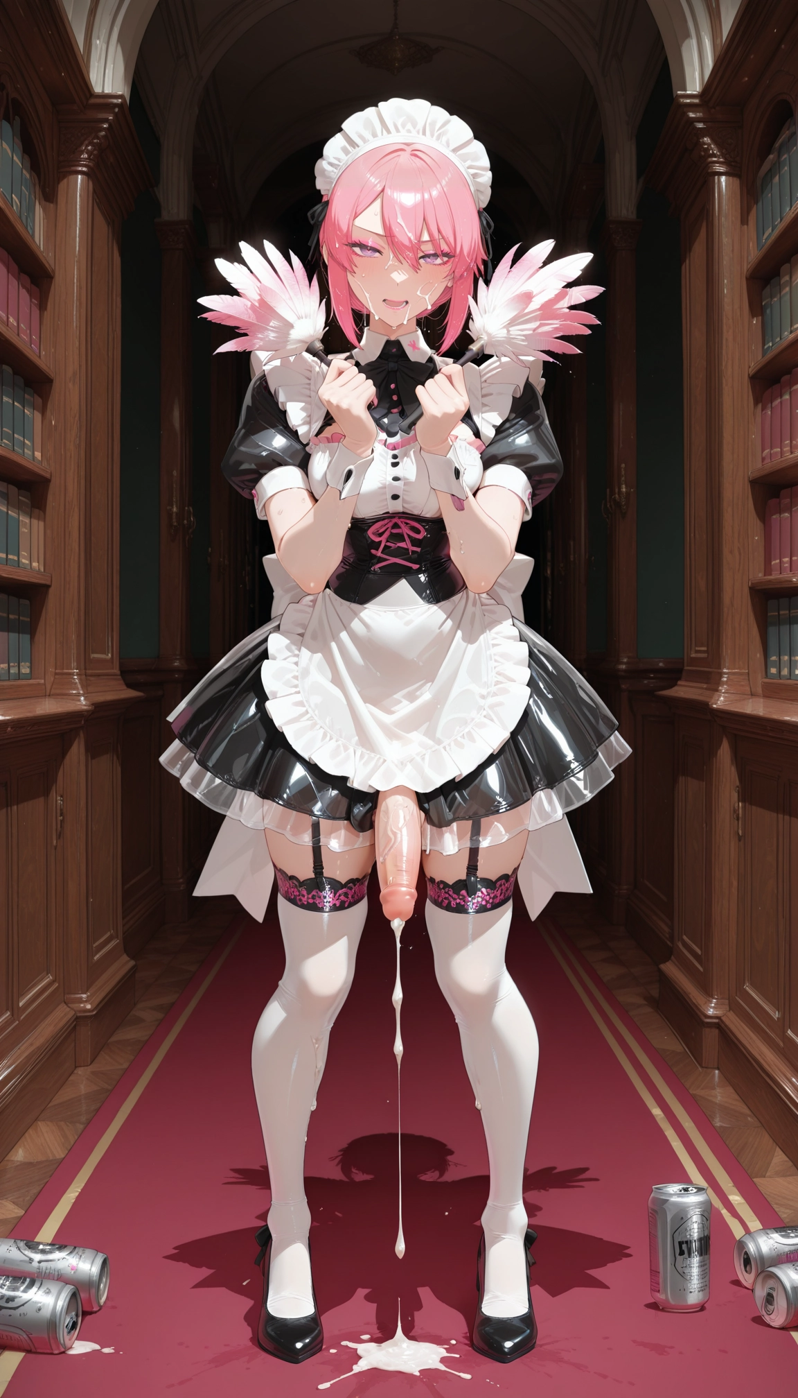 solo, cum, 1boy, penis, male focus, thighhighs · Yamete.gg