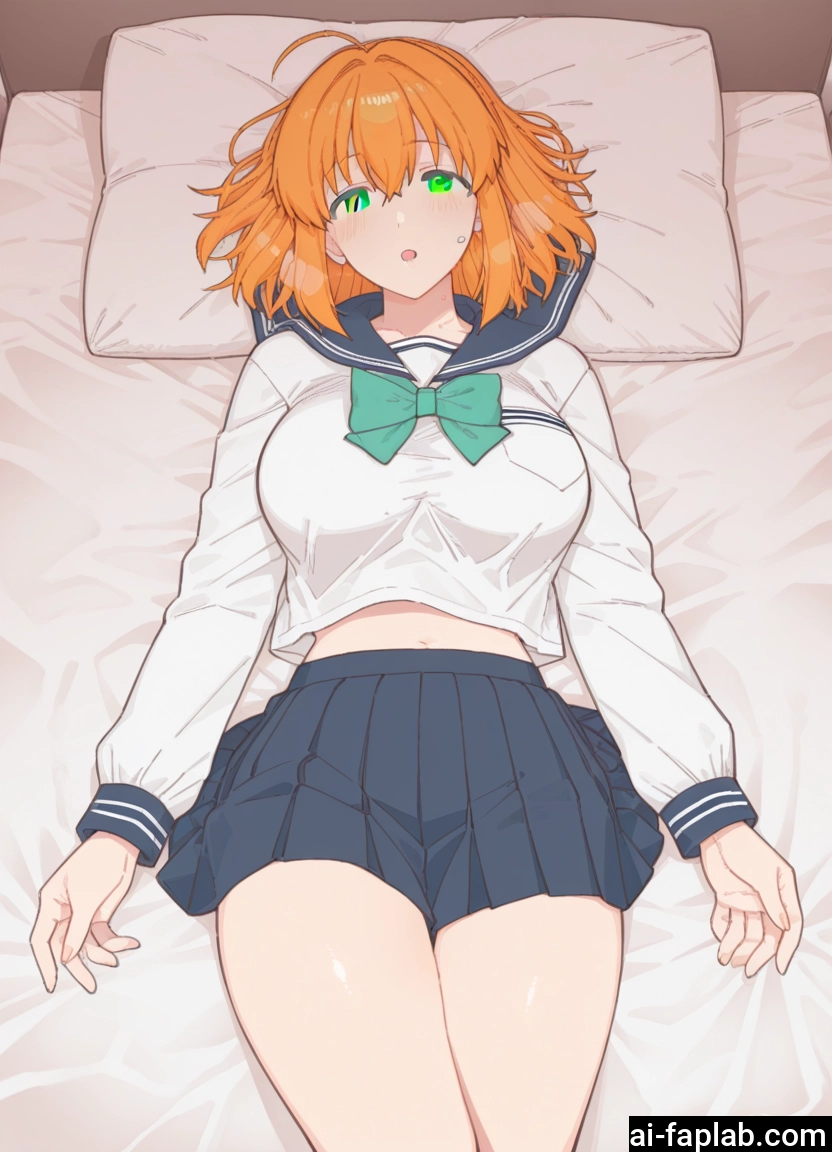 1girl, green eyes, skirt, school uniform, solo, breasts · Yamete.gg