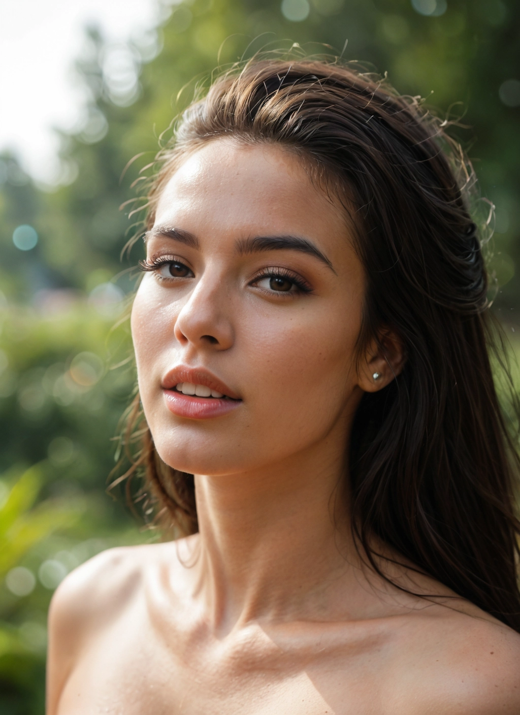 1girl, solo, brown eyes, jewelry, looking at viewer, earrings · Yamete.gg