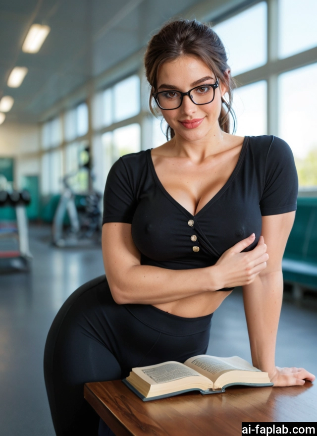 1girl, breasts, glasses, freckles, book, covered nipples · Yamete.gg