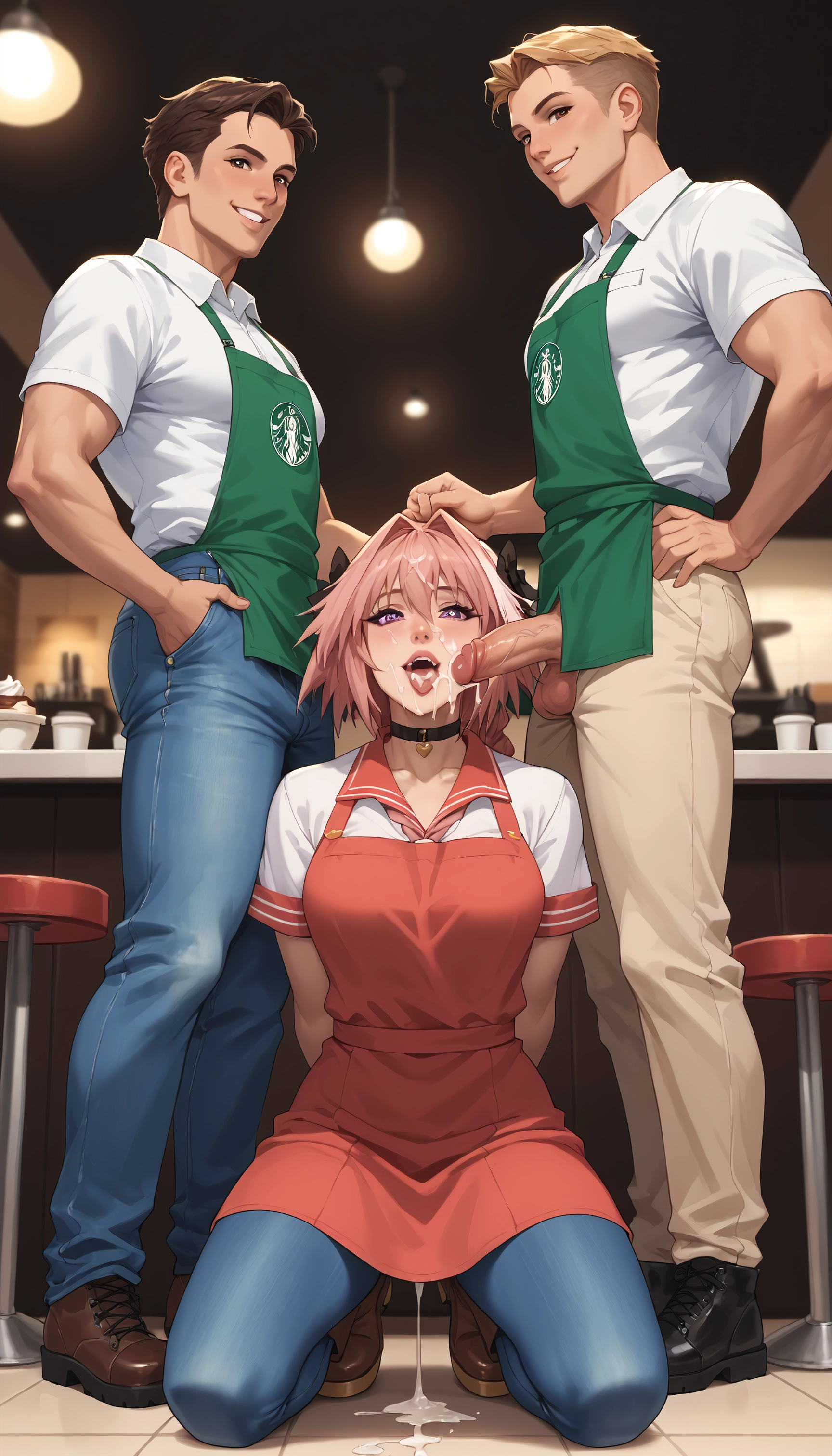 yaoi, penis, multiple boys, cum, apron, 2boys · Yamete.gg