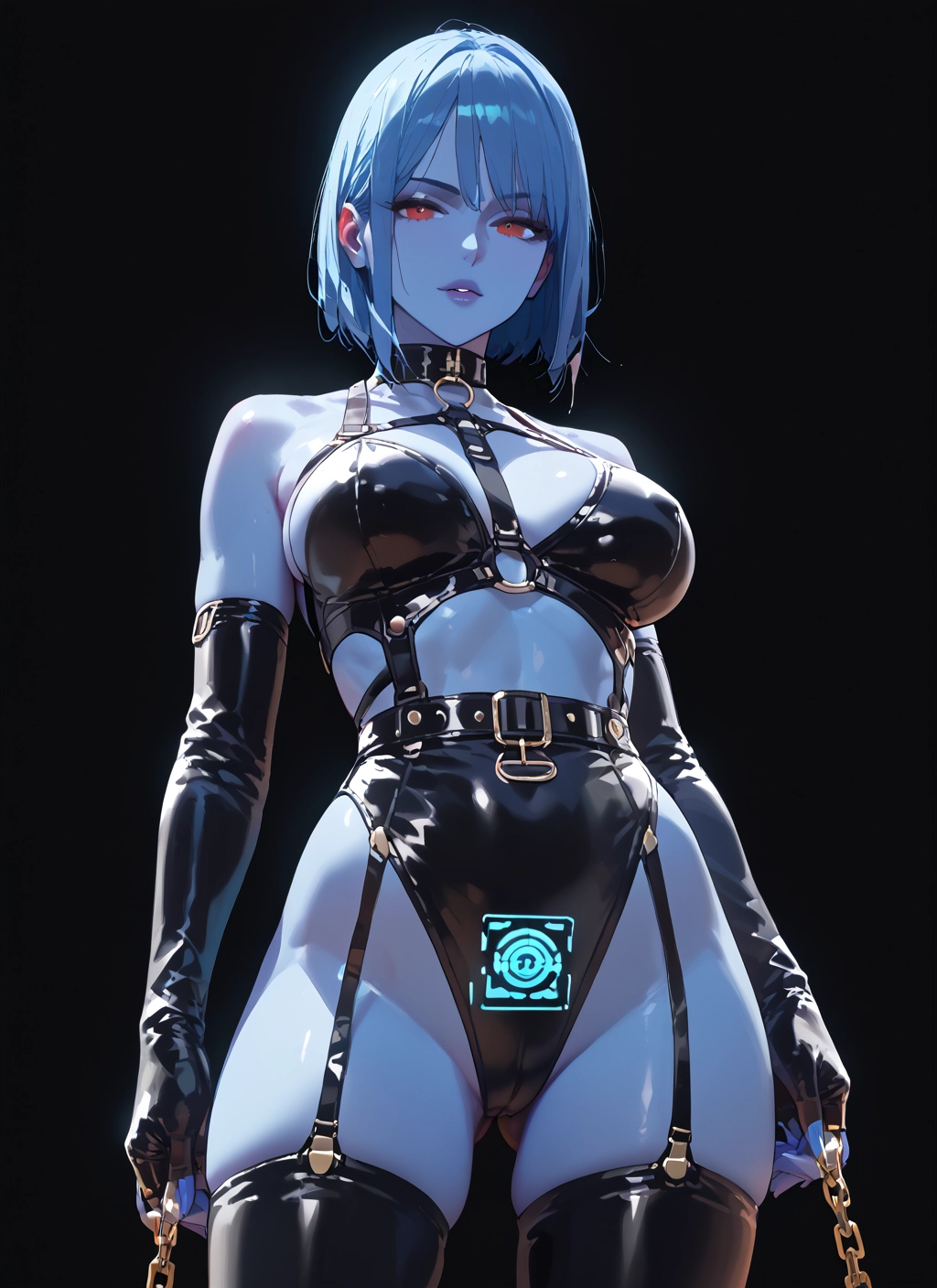 1girl, breasts, thighhighs, solo, gloves, short hair · Yamete.gg
