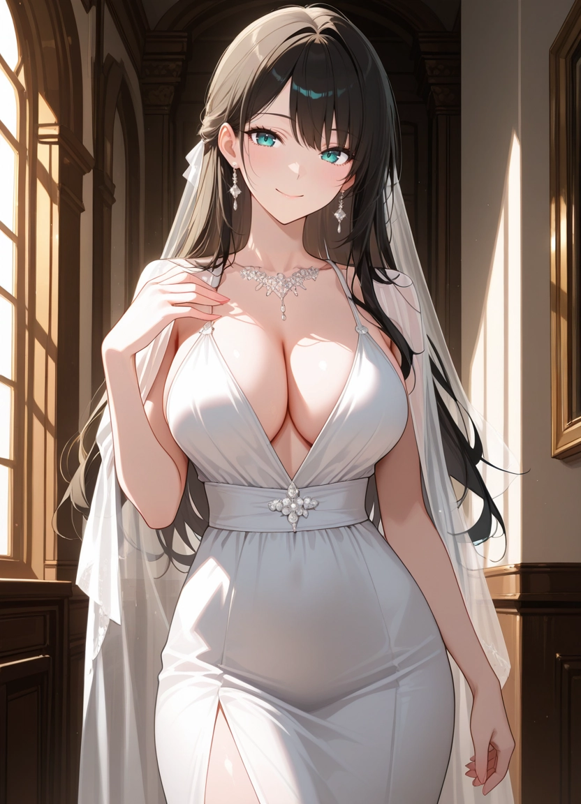 breasts, 1girl, dress, large breasts, long hair, jewelry · Yamete.gg
