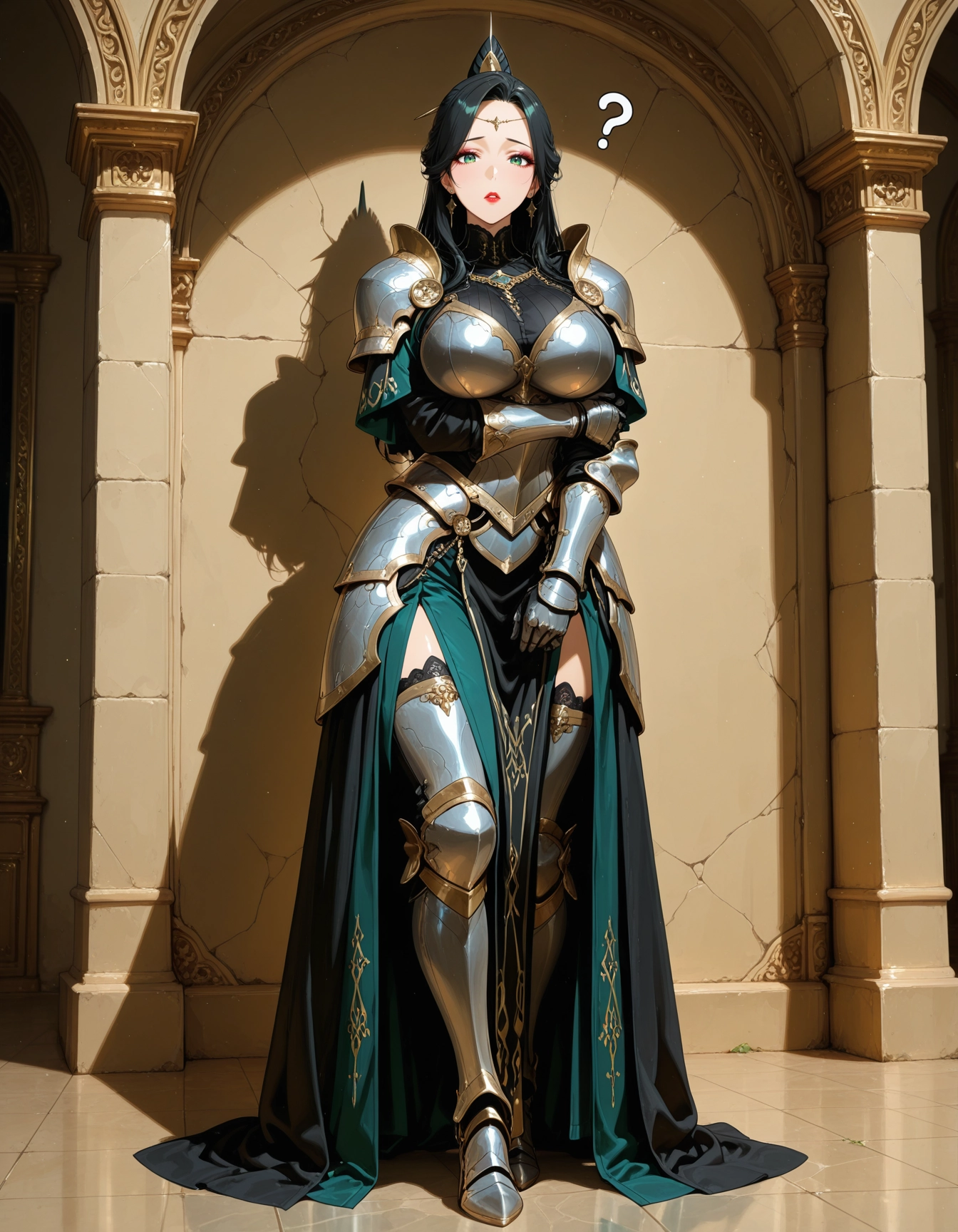 1girl, armor, breasts, gauntlets, solo, thighhighs · Yamete.gg