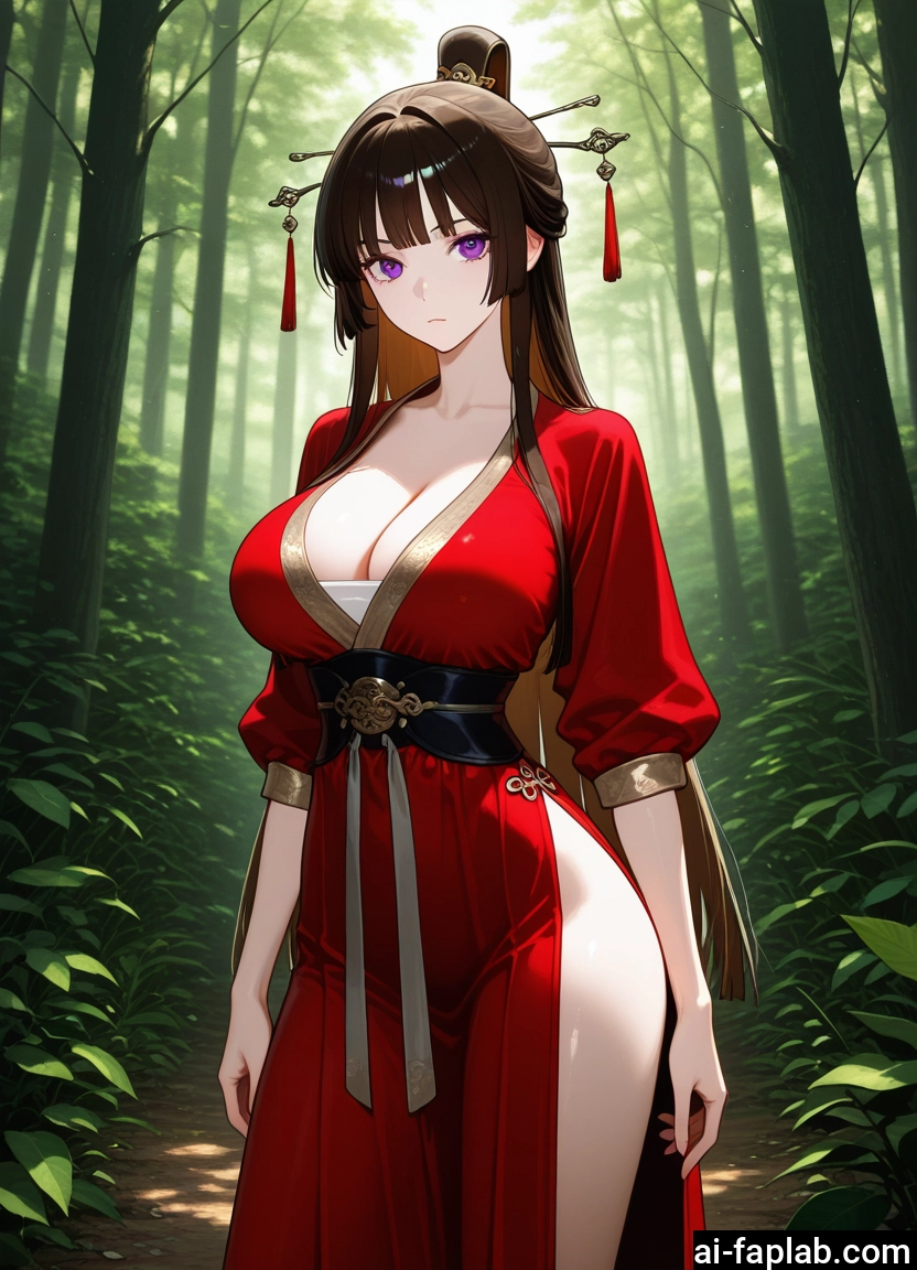 breasts, 1girl, long hair, large breasts, purple eyes, cleavage