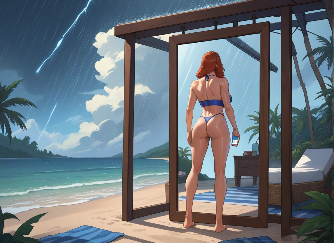 1girl, swimsuit, ass, bikini, beach, solo · Yamete.gg