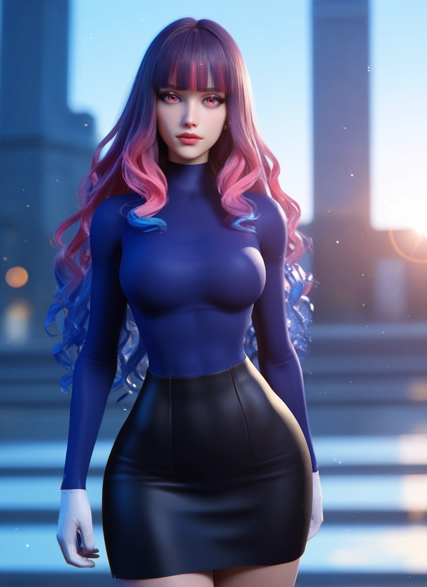 1girl, solo, skirt, long hair, breasts, gloves · Yamete.gg