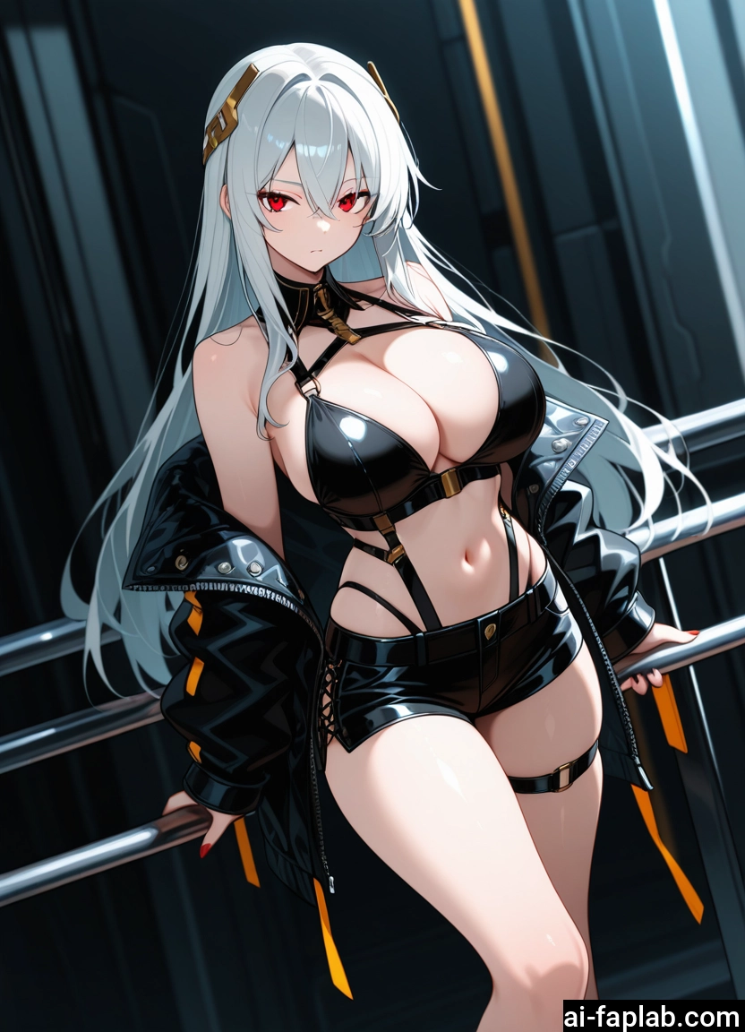 breasts, 1girl, long hair, red eyes, shorts, solo