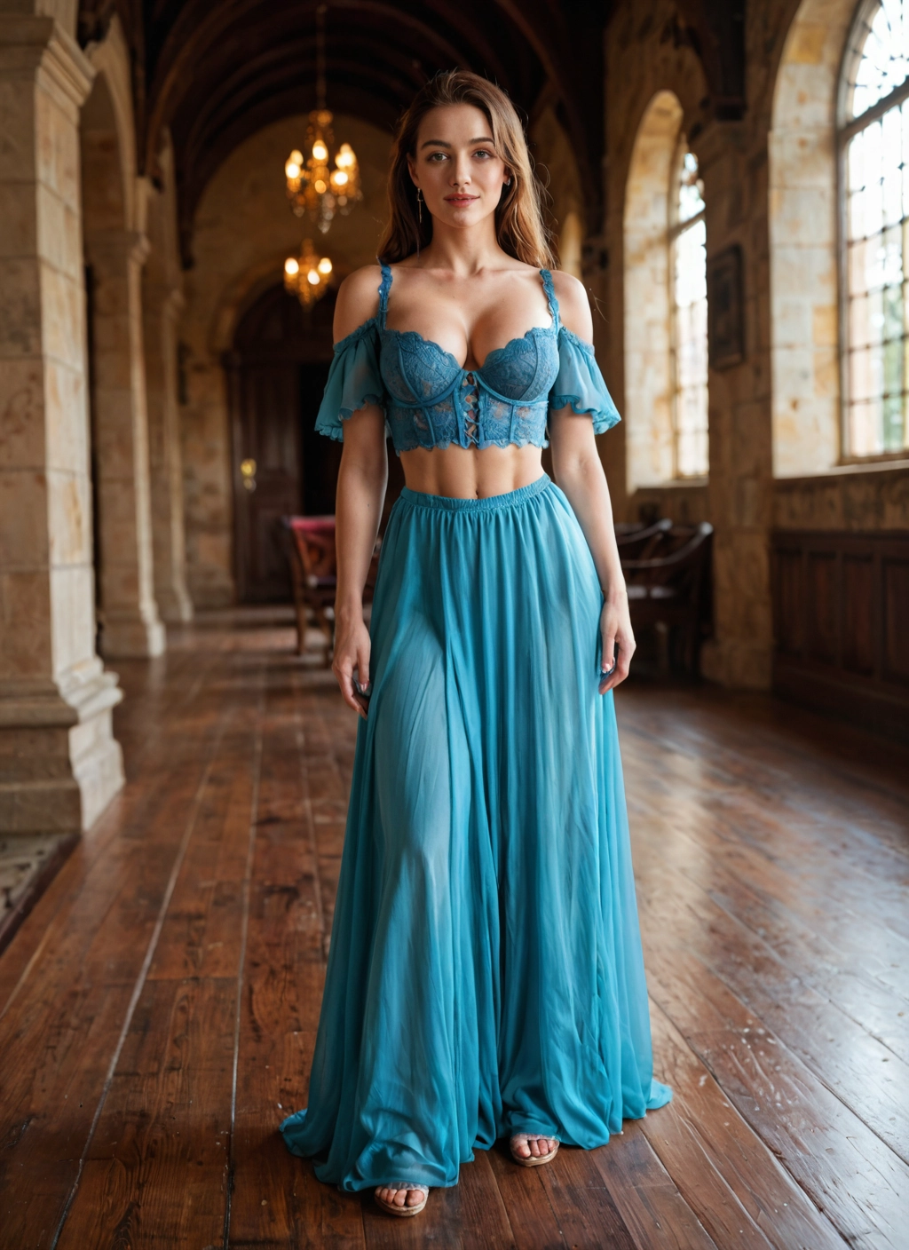 1girl, breasts, solo, navel, long hair, cleavage · Yamete.gg