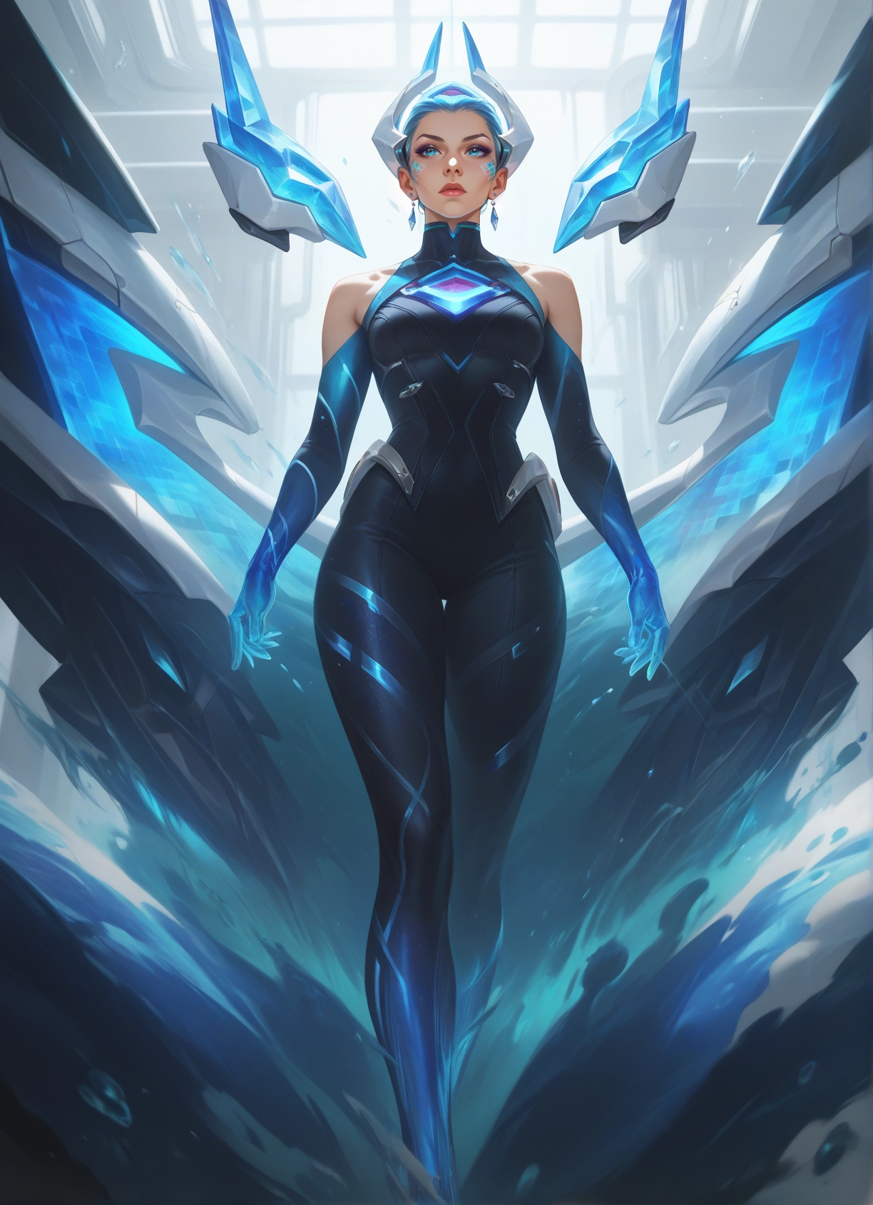 1girl, solo, blue eyes, jewelry, earrings, official alternate costume · Yamete.gg