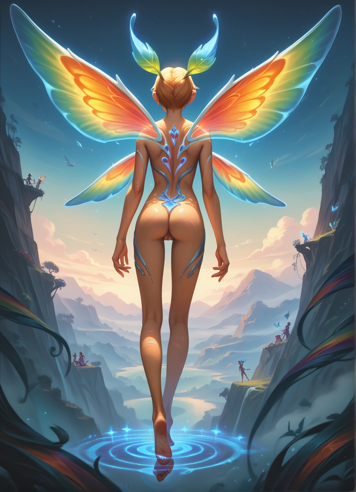ass, wings, pussy, nude, blonde hair, barefoot · Yamete.gg