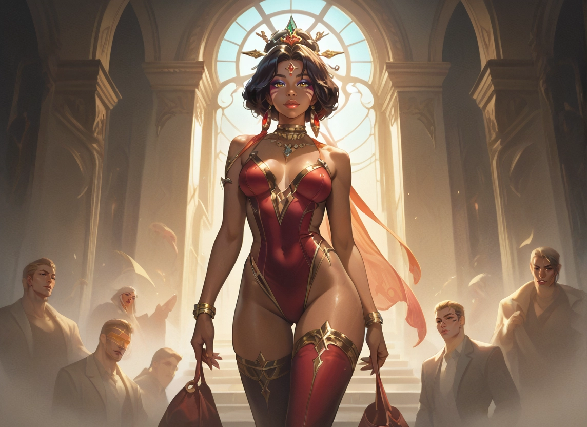jewelry, leotard, breasts, thighhighs, earrings, 1girl · Yamete.gg