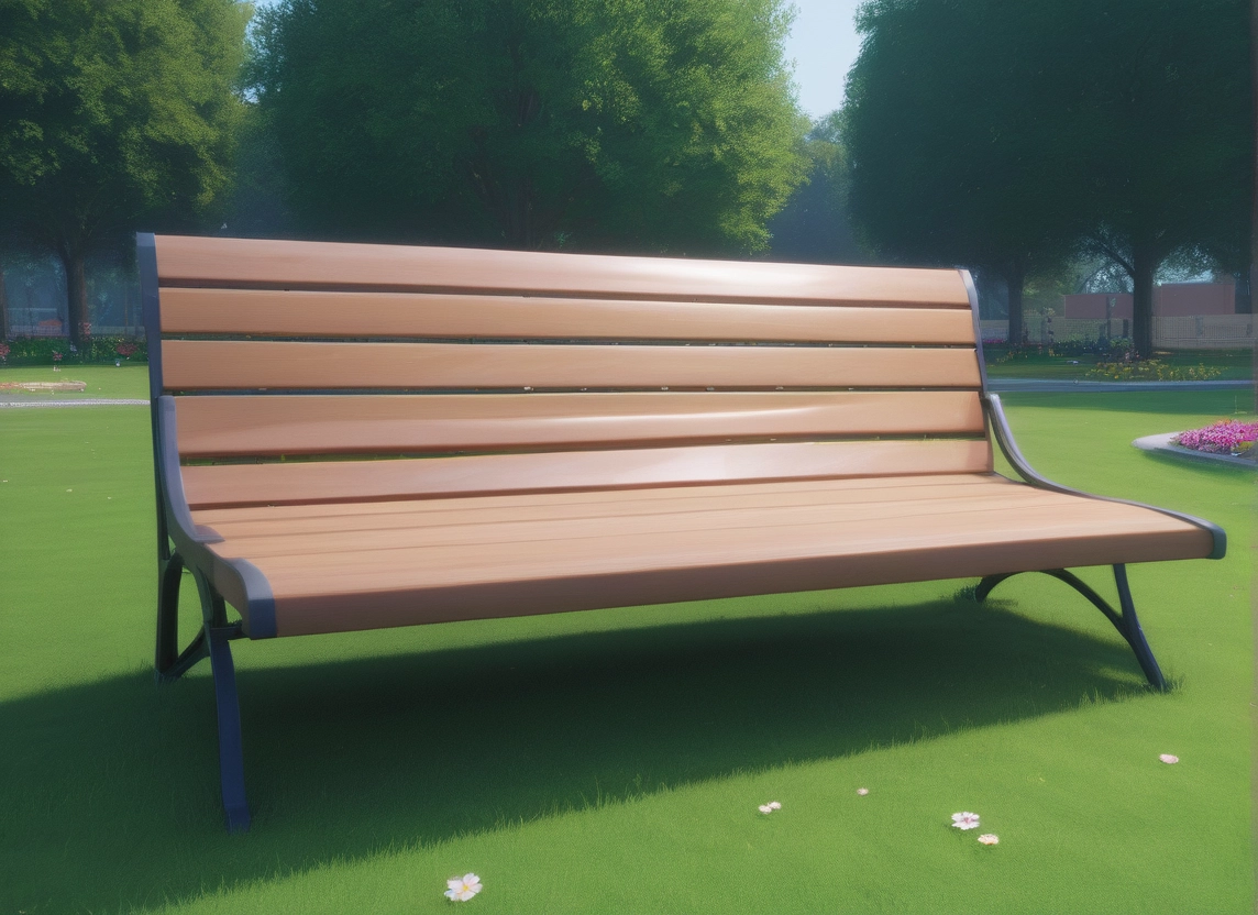 no humans, bench, tree, scenery, flower, outdoors