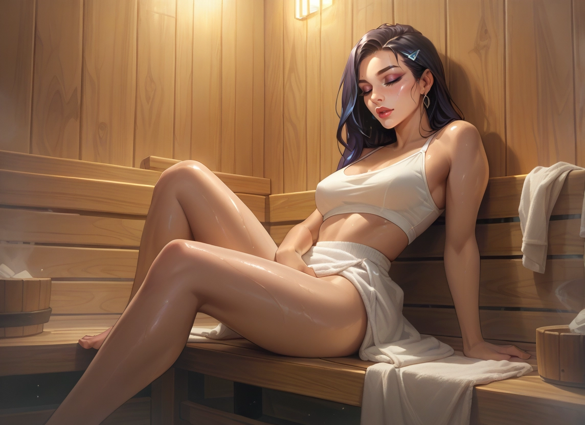 1girl, jewelry, earrings, breasts, sitting, solo · Yamete.gg
