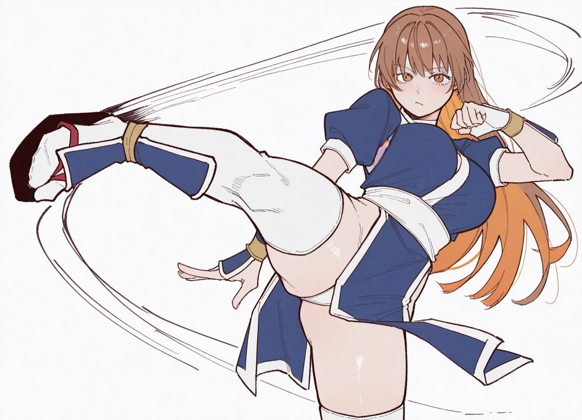 1girl, thighhighs, pelvic curtain, brown hair, solo, breasts · Yamete.gg