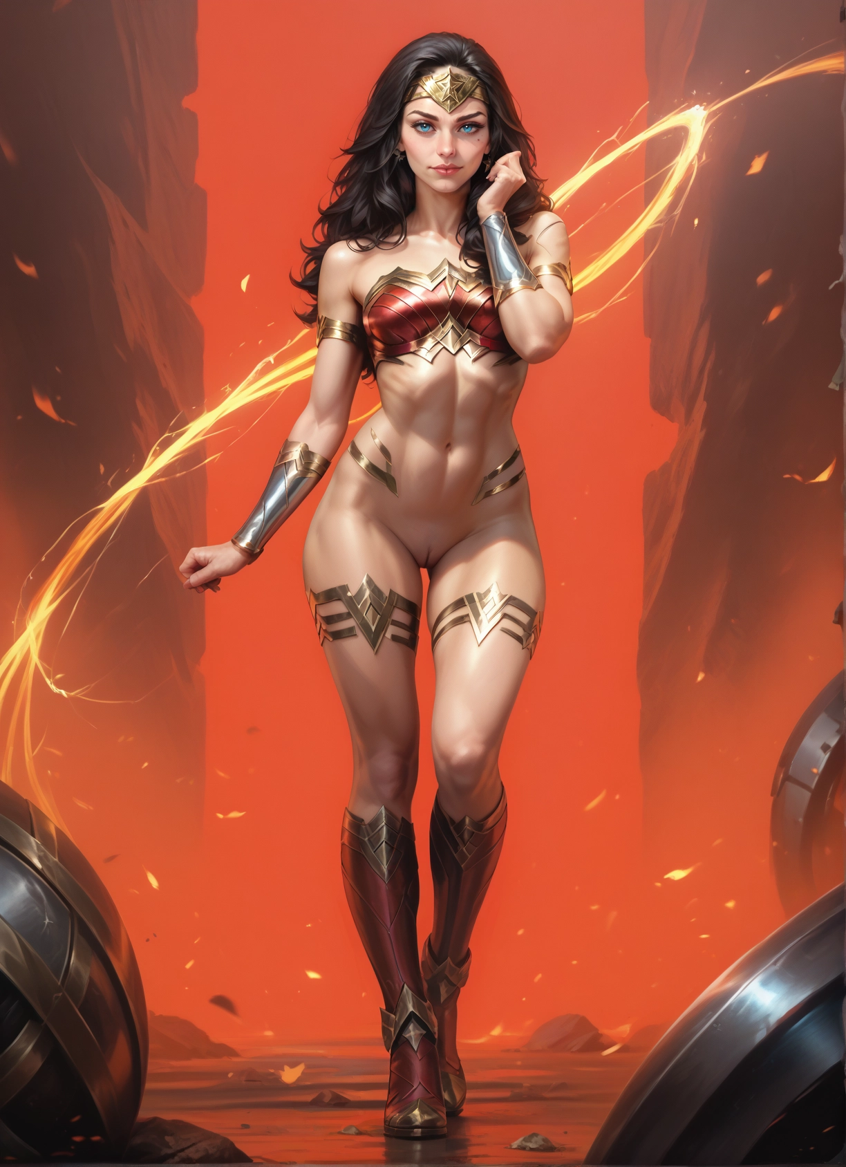 1girl, solo, pussy, blue eyes, navel, long hair · Yamete.gg