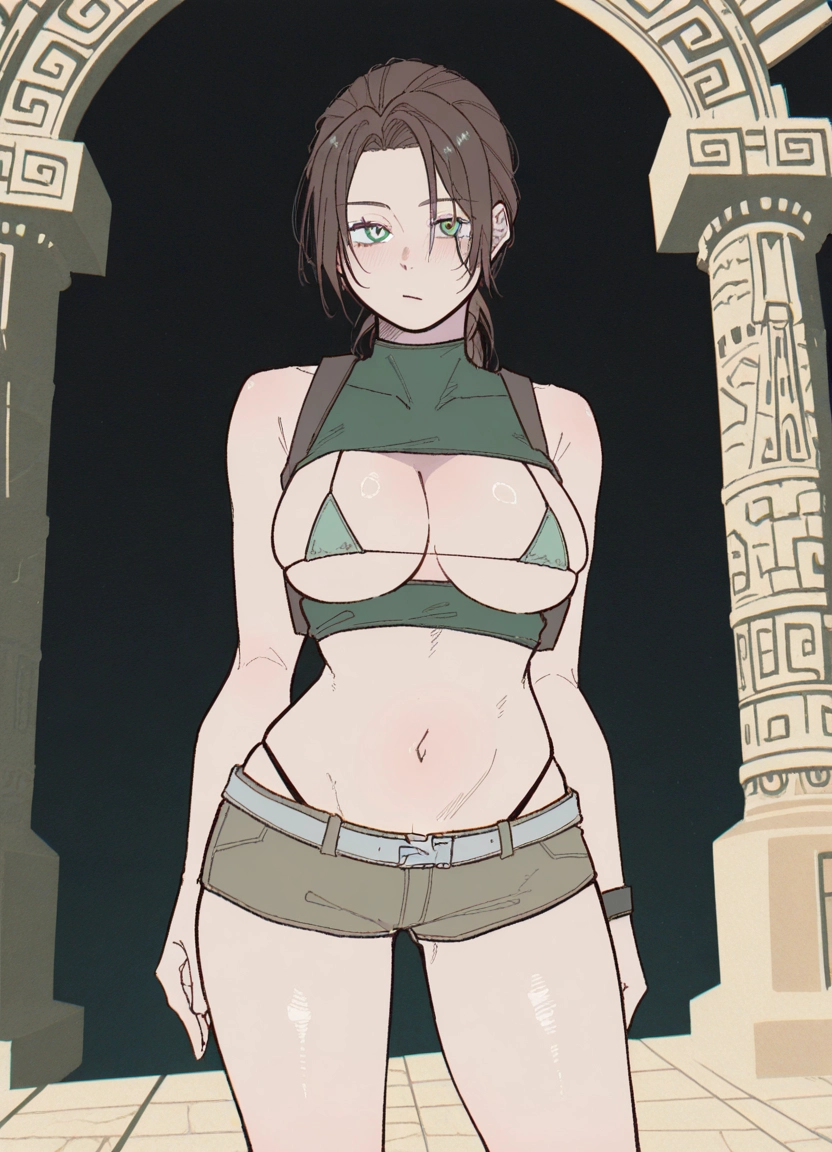 1girl, breasts, shorts, swimsuit, bikini, solo · Yamete.gg