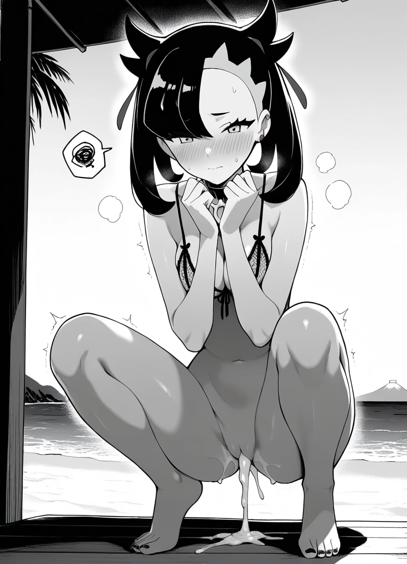 1girl, greyscale, monochrome, solo, blush, cum · Yamete.gg