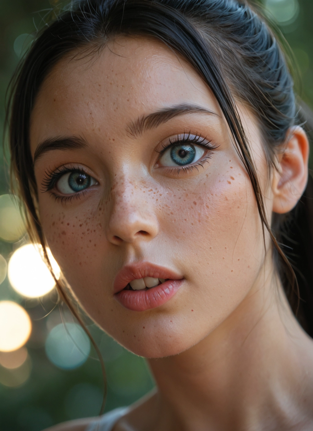 1girl, solo, freckles, looking at viewer, blue eyes, realistic · Yamete.gg