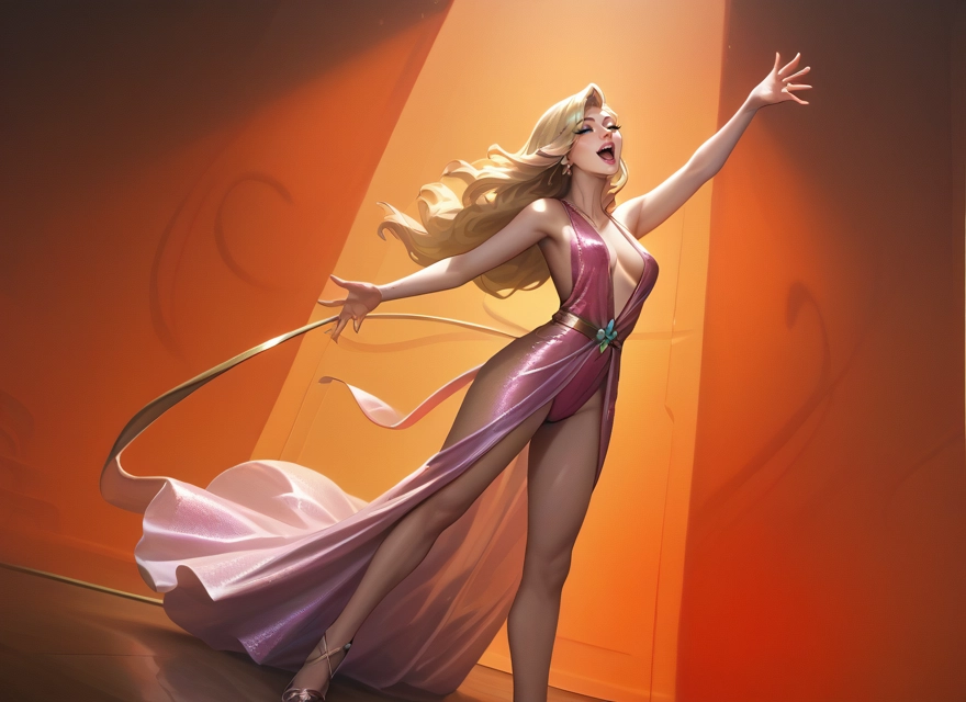 1girl, blonde hair, breasts, long hair, solo, dress · Yamete.gg