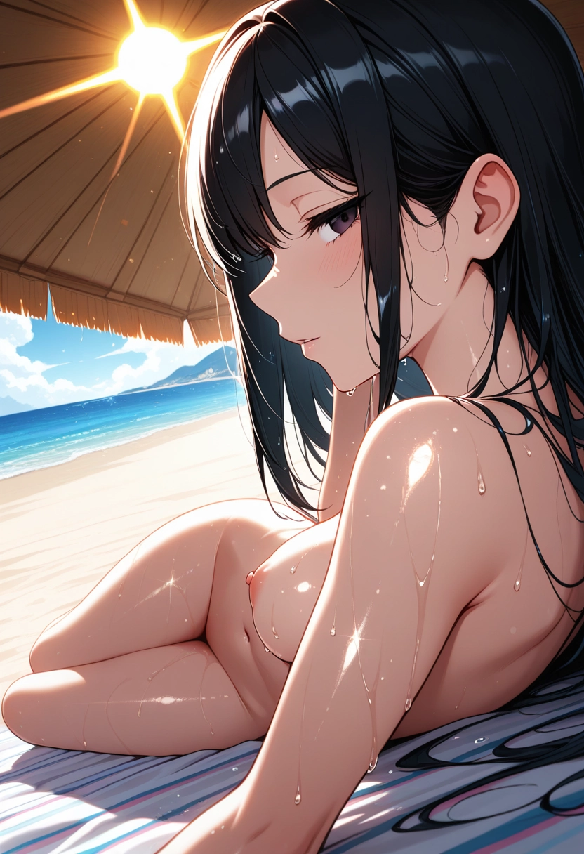 1girl, breasts, beach, nipples, wet, solo · Yamete.gg