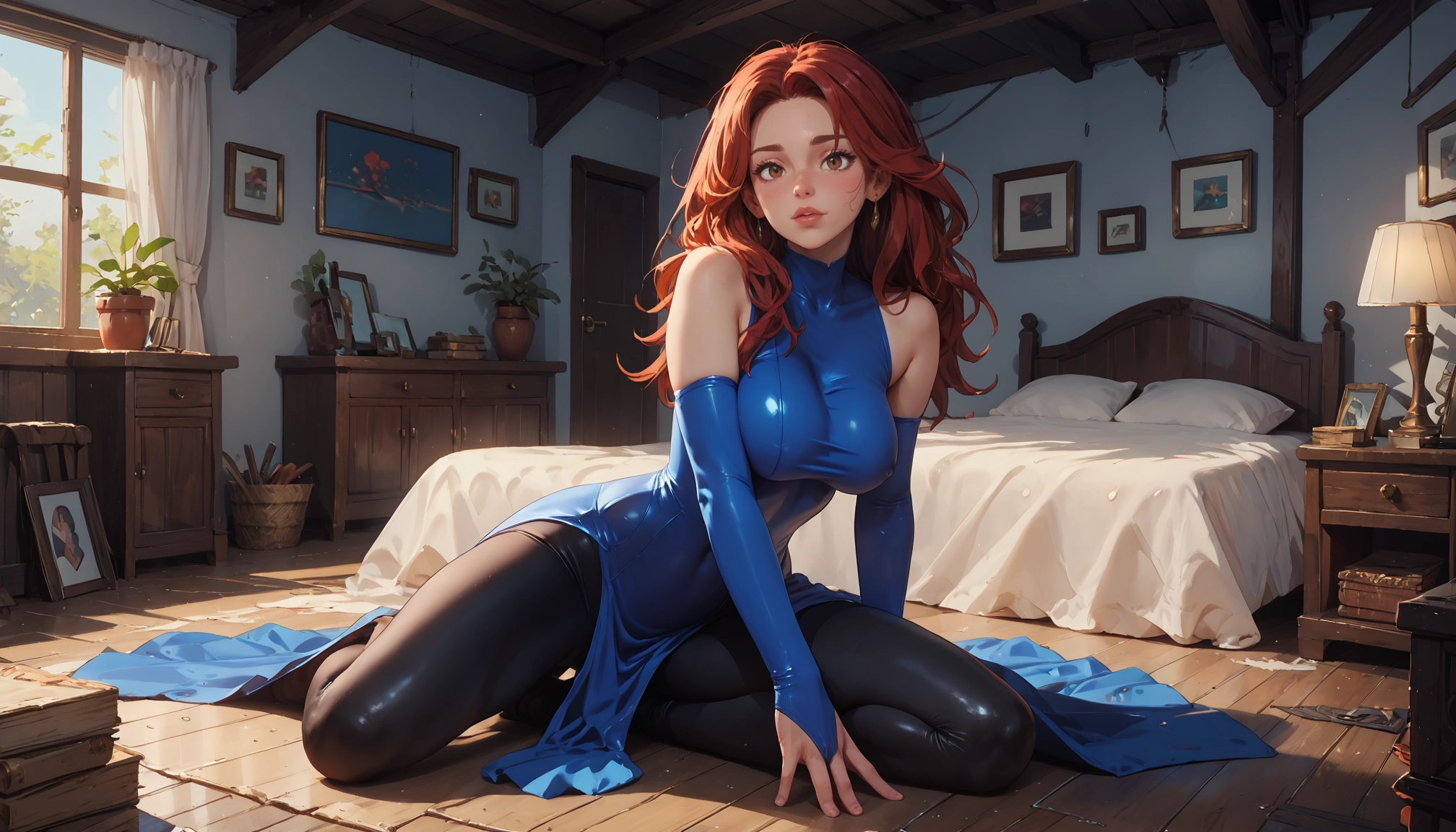 1girl, solo, jewelry, breasts, long hair, earrings · Yamete.gg