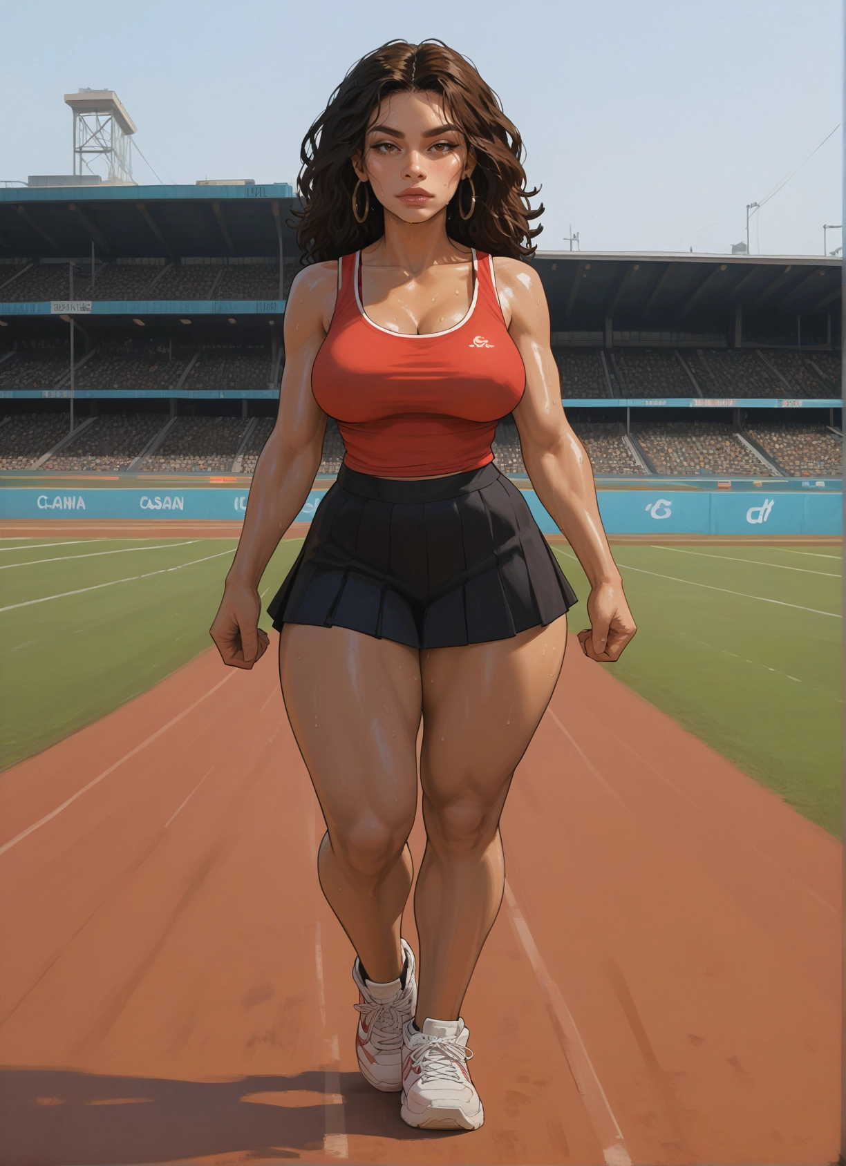 1girl, breasts, skirt, jewelry, earrings, shoes · Yamete.gg