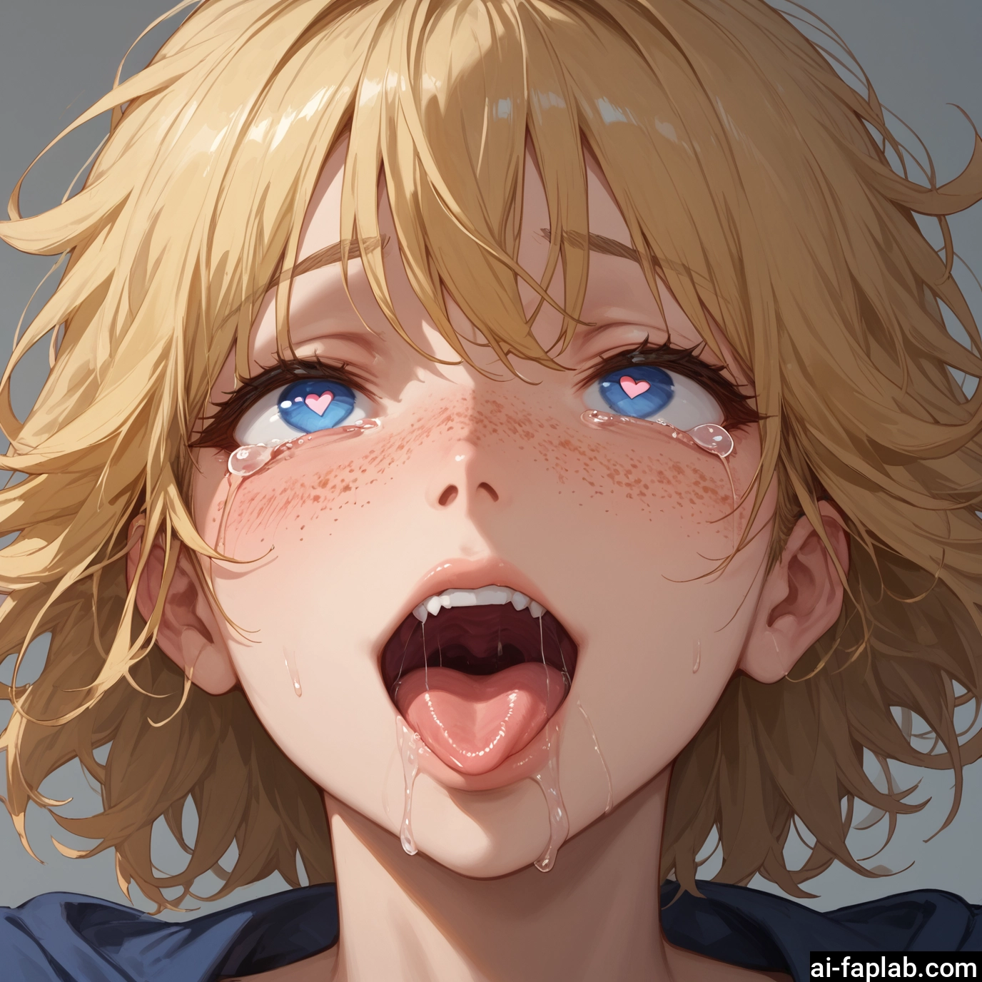 1girl, solo, heart, blonde hair, blue eyes, symbol-shaped pupils · Yamete.gg